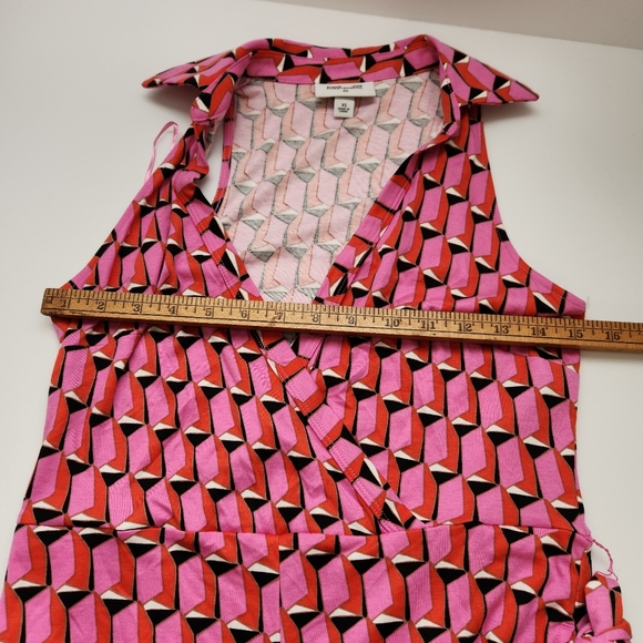 Diane von furstenberg halter jumsuit hippy geometric 70s print sz xs pink blk - Picture 9 of 9